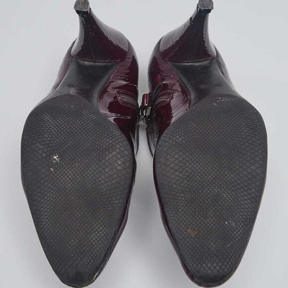 Prada Burgundy Patent Leather Ankle Booties Size 7/37.5 - Picture 2 of 4